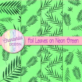 Free foil leaves on neon green digital papers