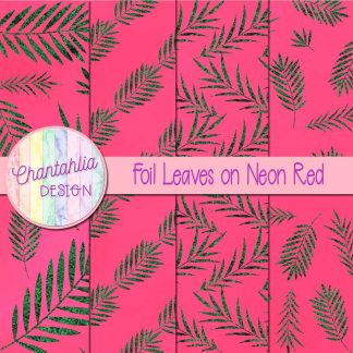 Free foil leaves on neon red digital papers