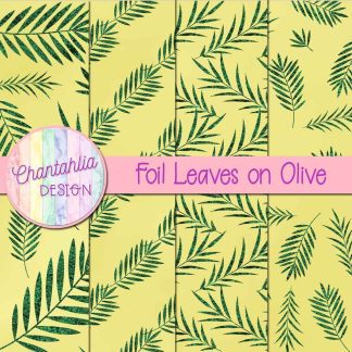 Free foil leaves on olive digital papers