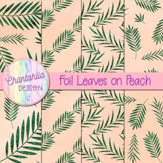Free foil leaves on peach digital papers