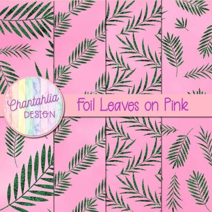 Free foil leaves on pink digital papers