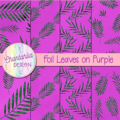Free foil leaves on purple digital papers