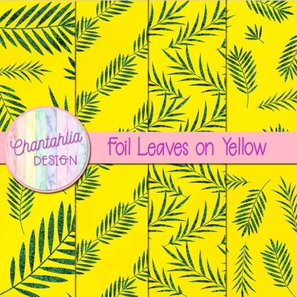 Free foil leaves on yellow digital papers