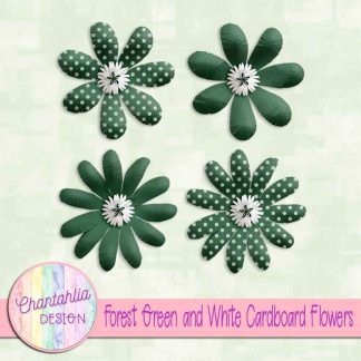 Free forest green and white cardboard flowers