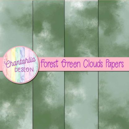 Free forest green clouds digital papers