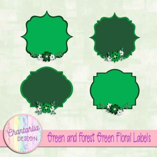 Free green and forest green floral labels