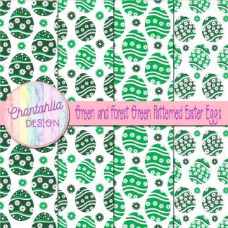 Free green and forest green patterned easter eggs digital papers