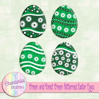 Free green and forest green patterned easter eggs elements