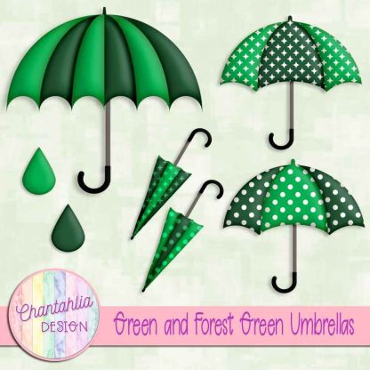 Free green and forest green umbrellas design elements