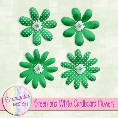 Free green and white cardboard flowers