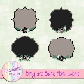 Free grey and black floral labels