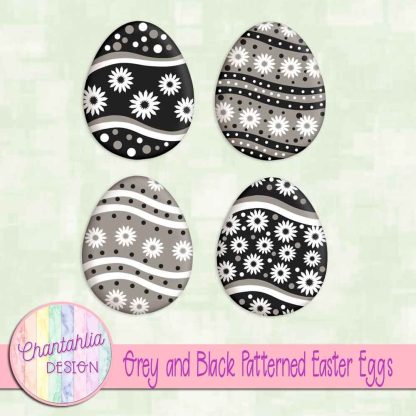 Free grey and black patterned easter eggs elements