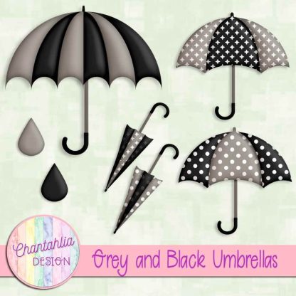 Free grey and black umbrellas design elements