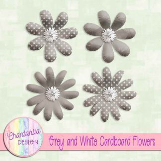Free grey and white cardboard flowers