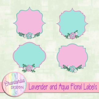 Free lavender and aqua floral labels