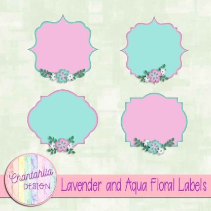 Free lavender and aqua floral labels