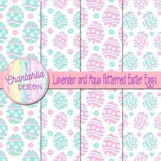 Free lavender and aqua patterned easter eggs digital papers