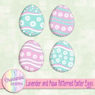 Free lavender and aqua patterned easter eggs elements
