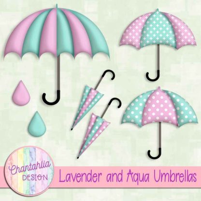Free lavender and aqua umbrellas design elements