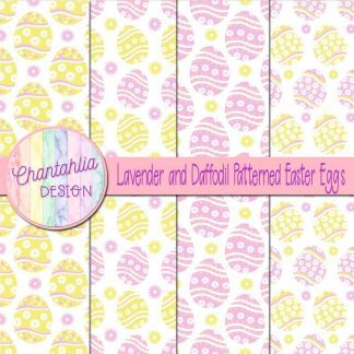 Free lavender and daffodil patterned easter eggs digital papers