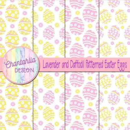 Free lavender and daffodil patterned easter eggs digital papers
