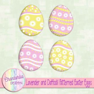 Free lavender and daffodil patterned easter eggs elements