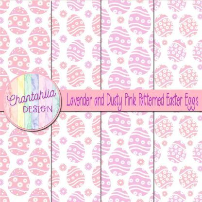 Free lavender and dusty pink patterned easter eggs digital papers