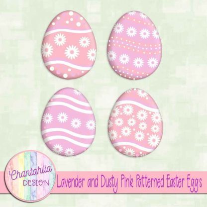 Free lavender and dusty pink patterned easter eggs elements