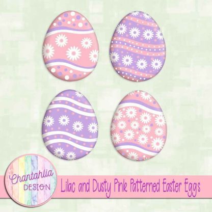 Free lilac and dusty pink patterned easter eggs elements