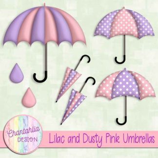 Free lilac and dusty pink umbrellas design elements