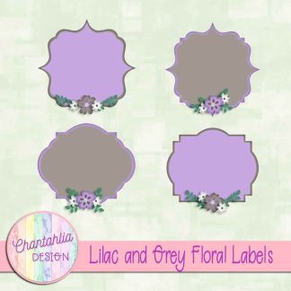 Free lilac and grey floral labels