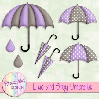 Free lilac and grey umbrellas design elements
