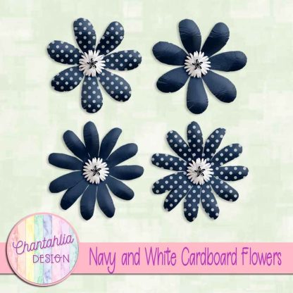 Free navy and white cardboard flowers