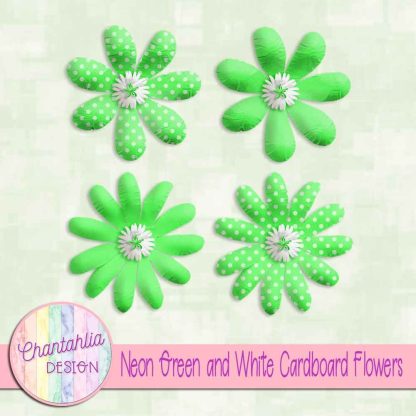 Free neon green and white cardboard flowers