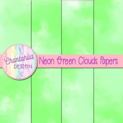 Free neon green clouds digital papers