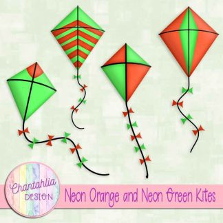 Free neon orange and neon green kites