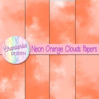 Free neon orange clouds digital papers