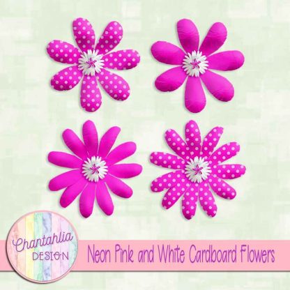 Free neon pink and white cardboard flowers