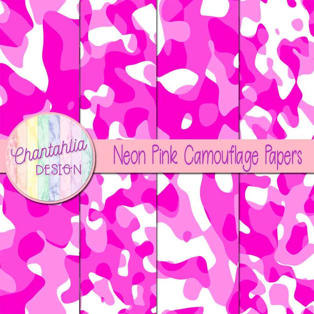 Free Digital Papers featuring Neon Pink Camouflage Designs