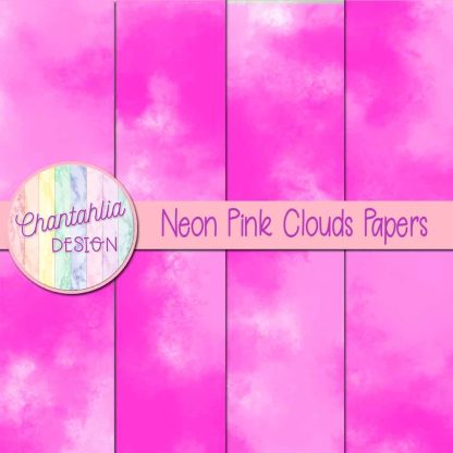 Free neon pink clouds digital papers