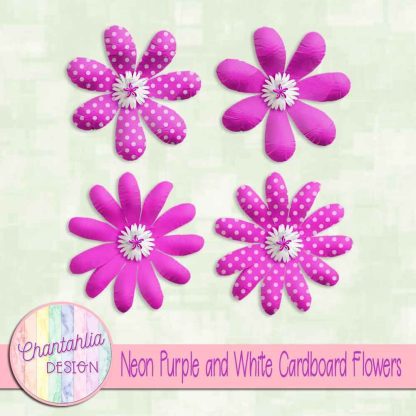 Free neon purple and white cardboard flowers