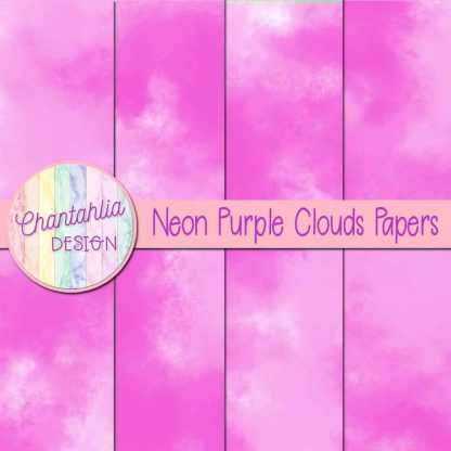 Free neon purple clouds digital papers