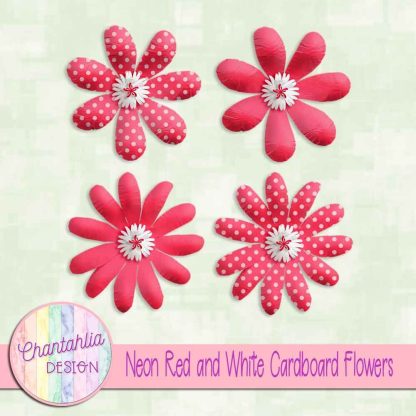 Free neon red and white cardboard flowers