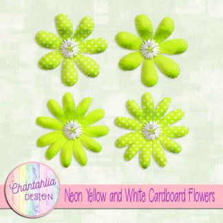 Free neon yellow and white cardboard flowers