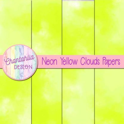Free neon yellow clouds digital papers