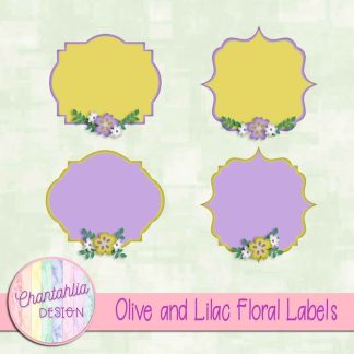 Free olive and lilac floral labels