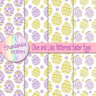 Free olive and lilac patterned easter eggs digital papers