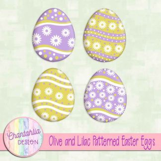 Free olive and lilac patterned easter eggs elements