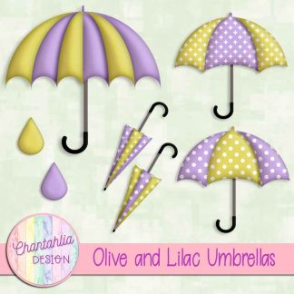 Free olive and lilac umbrellas design elements