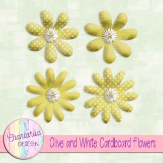 Free olive and white cardboard flowers